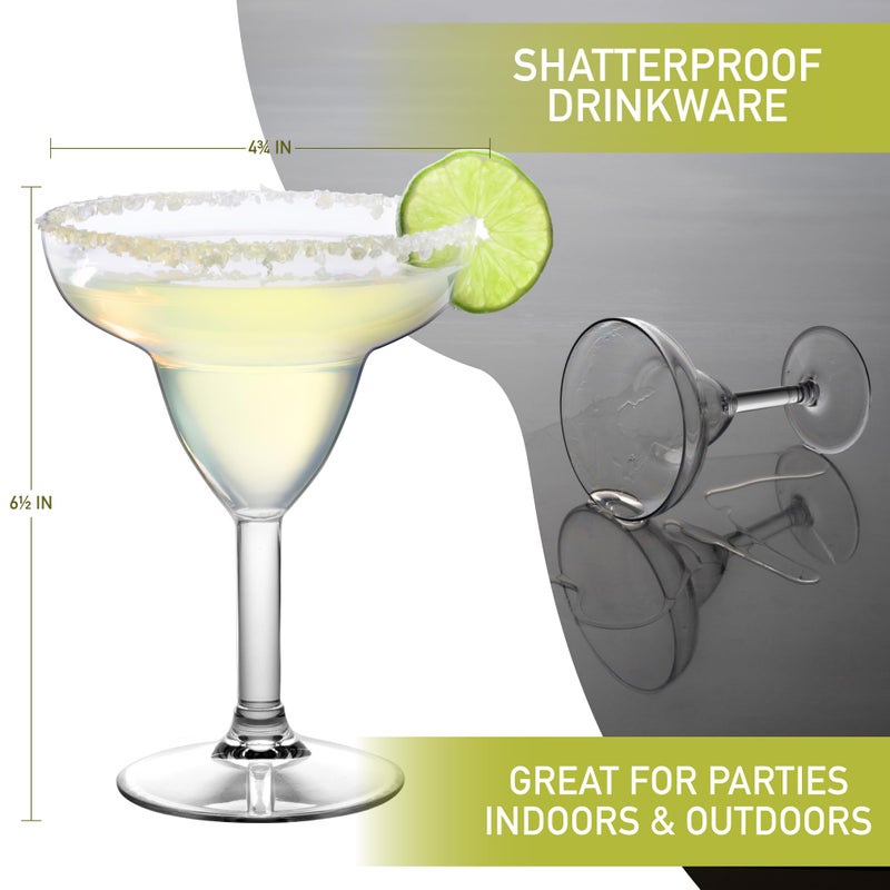 DECO D'Eco Unbreakable Margarita Glasses (Set of 4, 12 oz, 100% Tritan Glassware)- Reusable Shatterproof Drinkware for Tequila & Margs - Great for Hosting Cinco De Mayo Parties - Great Mother's Day Gift - Image 5